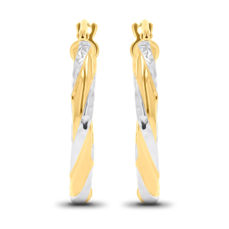 Arracadas De Oro Amarillo Y Blanco 14k (20mm Ap... image number null
