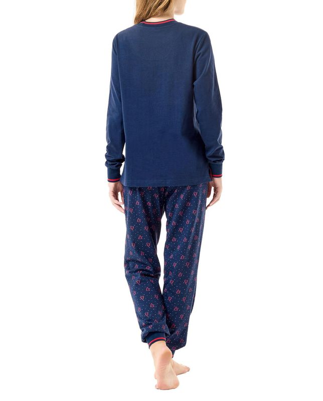 Pijama El&aacute;stico de Mujer Azul Marino image number null