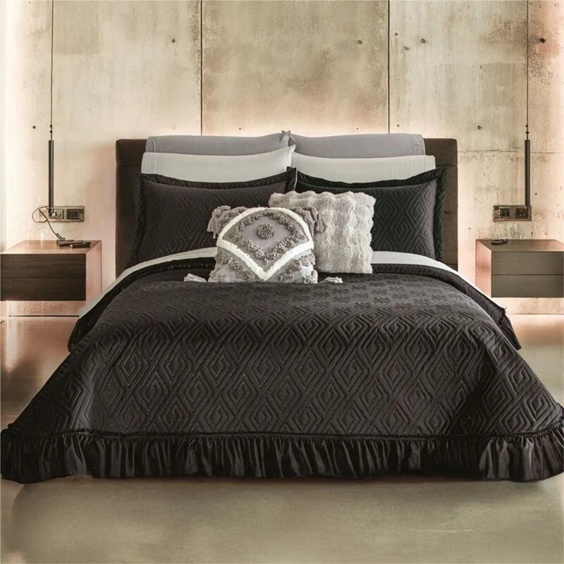 Colcha Neo Negro King Size Con Fundas Decorativ... image number null