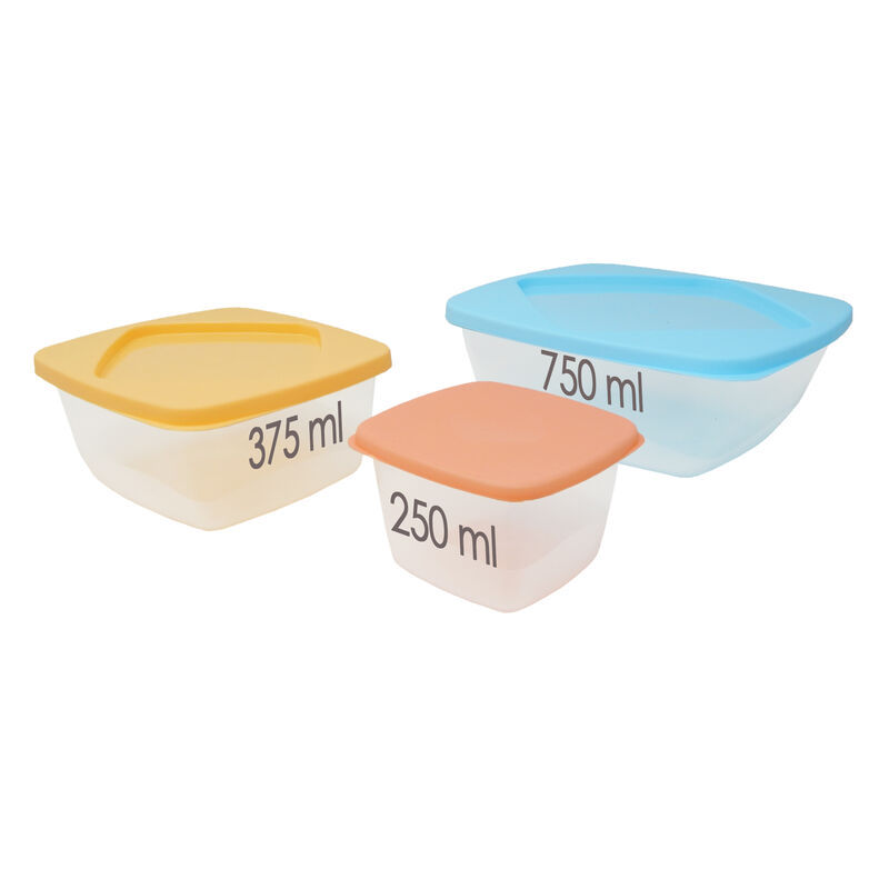 Juegos 3 Contenedores 250, 375 y 750 ml Cuadrad... image number null