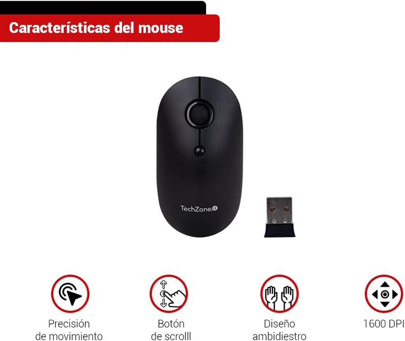 TechZone Pop Kit Black Teclado y Mouse Inal&aacute;mbr... image number null