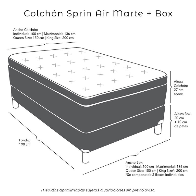 Colchón Individual Spring  Air Marte + Box Dica... image number null