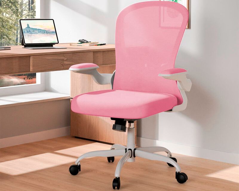 Silla de Oficina Rosa Ajustable con Reposabrazo... image number null