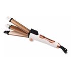 Rizadora Timco Plegable 3 En 1 (Rizadora, Alaciadora Y Waflera) Blanca Con Rosa Gold