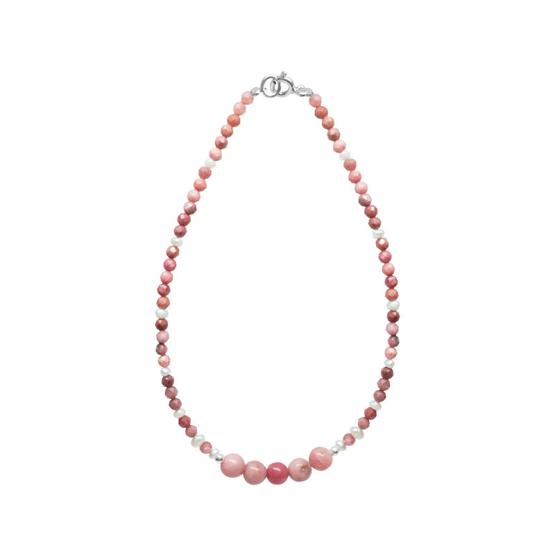 Pulsera rodocrosita con perlas y broche de plat... image number null