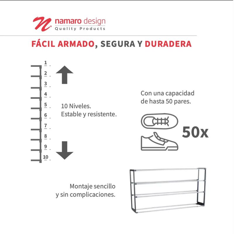 Rack Zapatera para 50 Pares con 3 M&oacute;dulos Indep... image number null