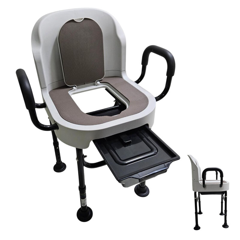 Silla De Ba&ntilde;o Con Comodo Inodoro Cuadrado Con T... image number null