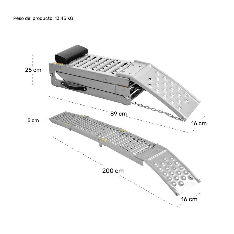 Rampa Plegable Motocicleta Cuatrimoto Acero 2m ... image number null