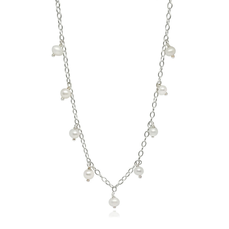 Collar Cadena De Plata con Perlas Mini image number null