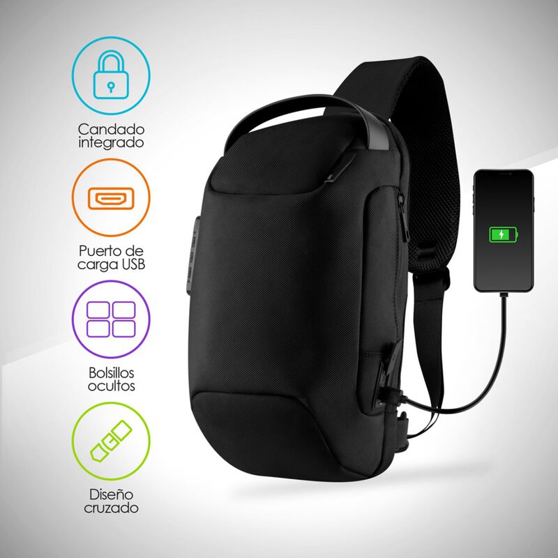 Mochila Antirrobo Mini Con Candado Y Puerto Usb image number null