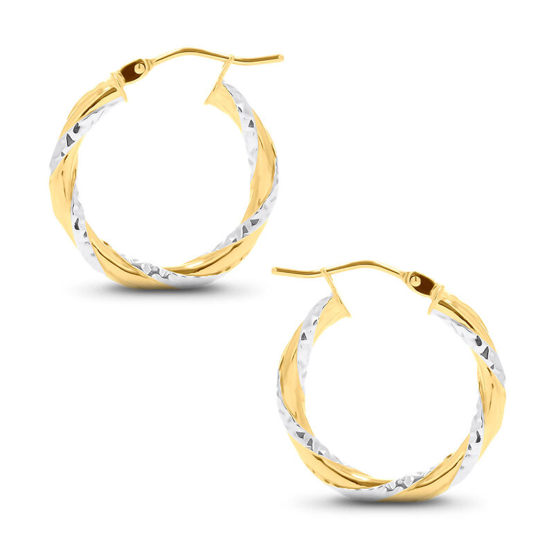 Arracadas De Oro Amarillo Y Blanco 14k (20mm Ap... image number null