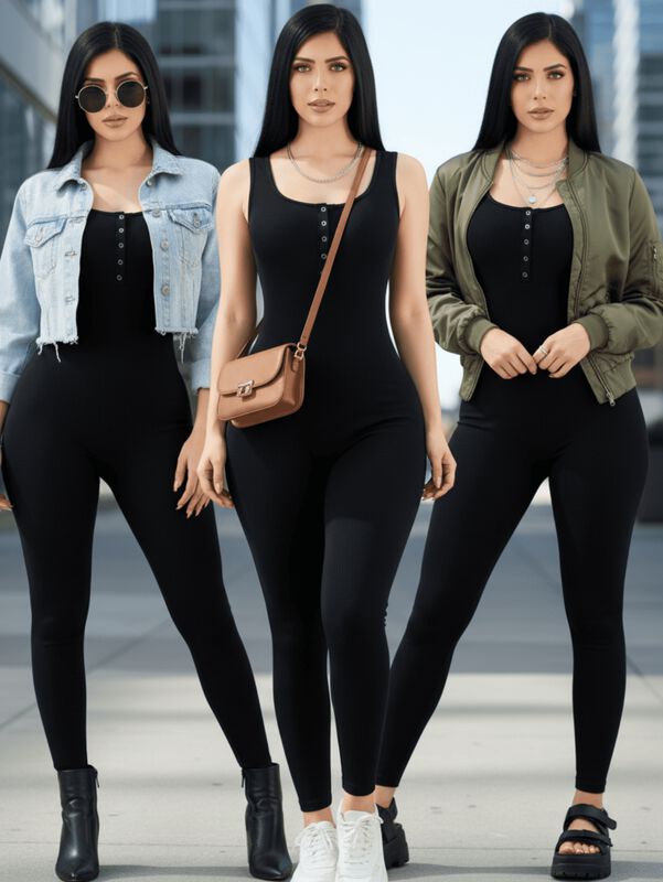 Enterizo Deportivo para Mujer CONJ-079 Negro Mo... image number null