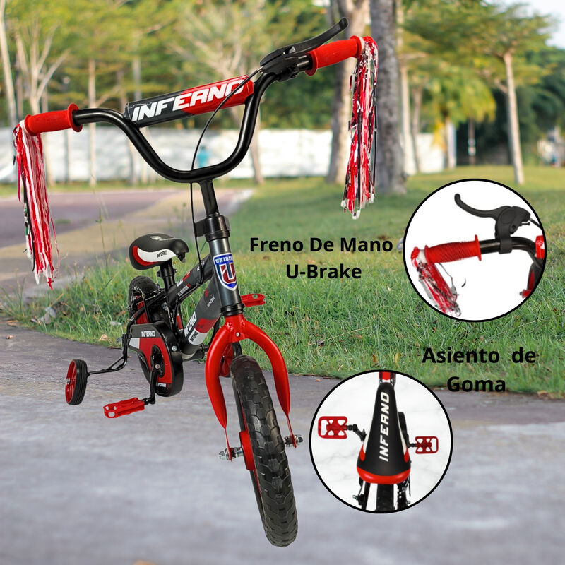 Bicicleta Infantil Ni&ntilde;os R12 Ruedas Auxiliares ... image number null
