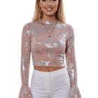 Blusa Brillante De Manga Larga Malabis Bl-1040 Coral