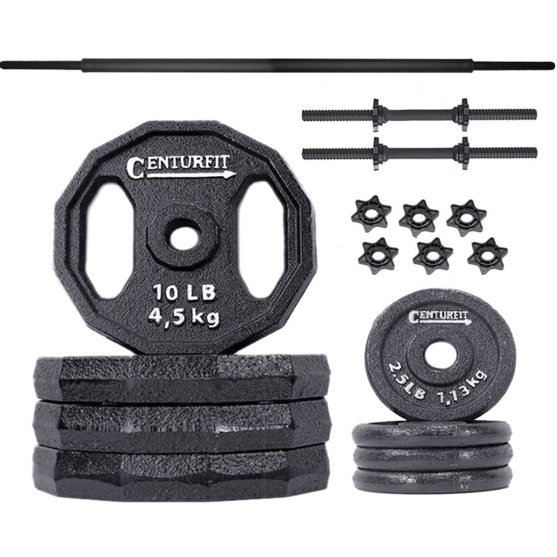 Kit de Pesas 50lbs Discos Barra Recta Par de Ma... image number null