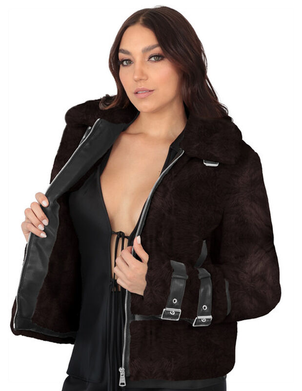 Chamarra Mujer Vinipiel Premuim Afelpada Caf&eacute; O... image number null