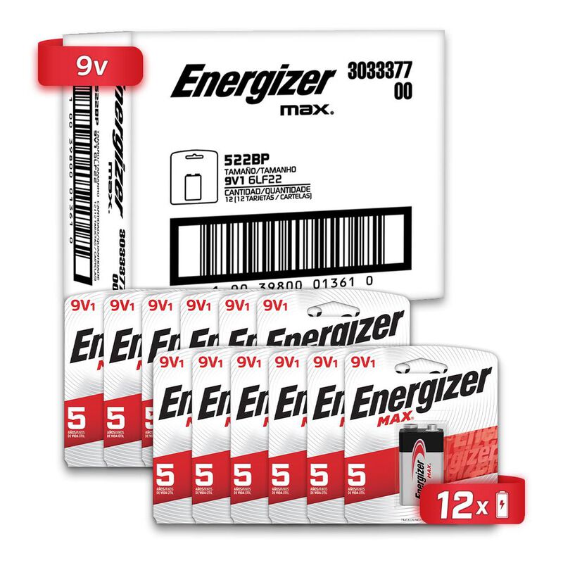 Pila Energizer Max 9V Alcalina Blister 12 Unida... image number null