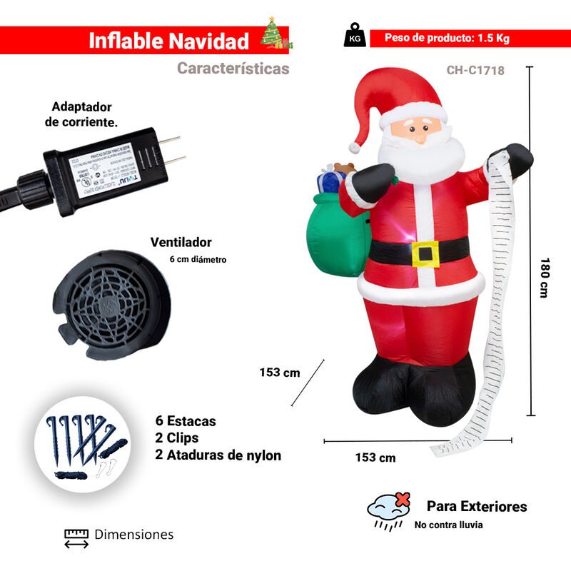 Inflable Navideño Santa Claus Con Lista Y Regal... image number null