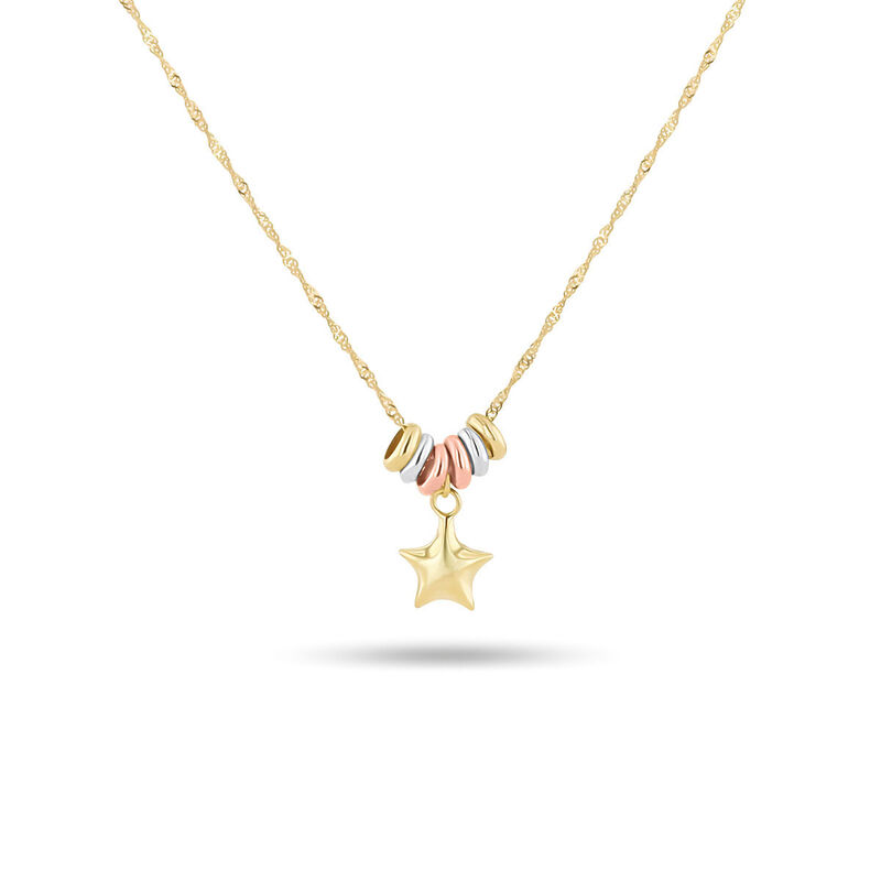 Dije Con Cadena De Oro Florentino 14K Con Estre... image number null