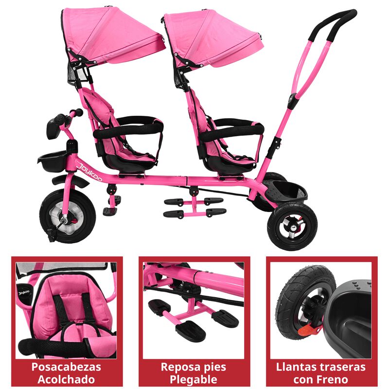 Triciclo Doble para Ni&ntilde;os Asiento Giratorio Gem... image number null