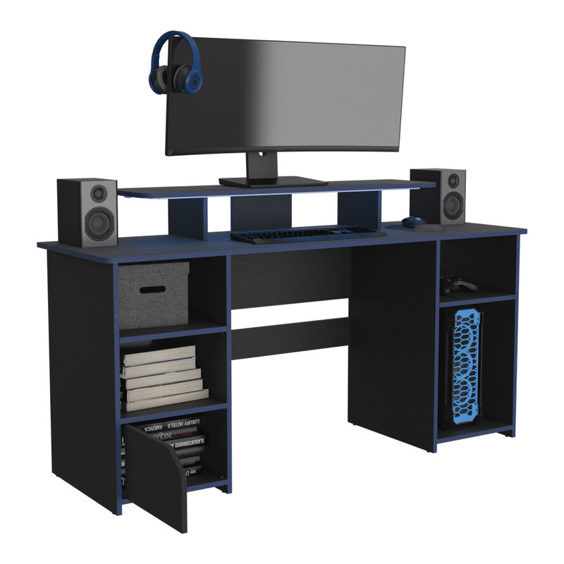 Escritorio Gamer Trollino Wengue Y Azul Con Luz... image number null