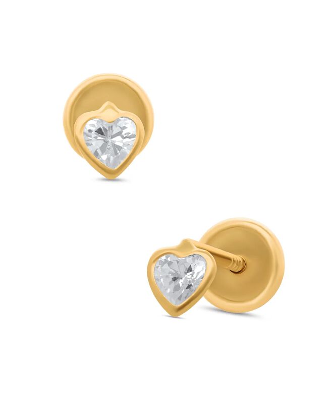 Broqueles De Corazon En Oro Amarillo 14k Con Zi... image number null
