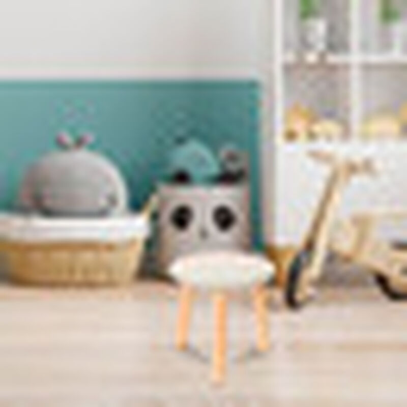 Banquito de Madera para Ni&ntilde;os- Redondo - Blanco... image number null