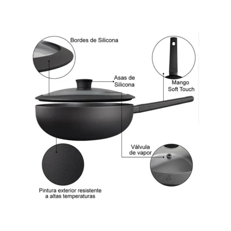 Sarten Wok Hudson 32 cm de Aluminio C/mango Y T... image number null