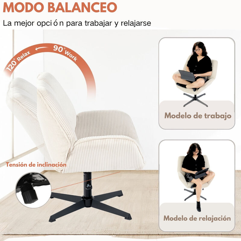 Silla Giratoria Ajustable Con Brazos, Tela Pana... image number null