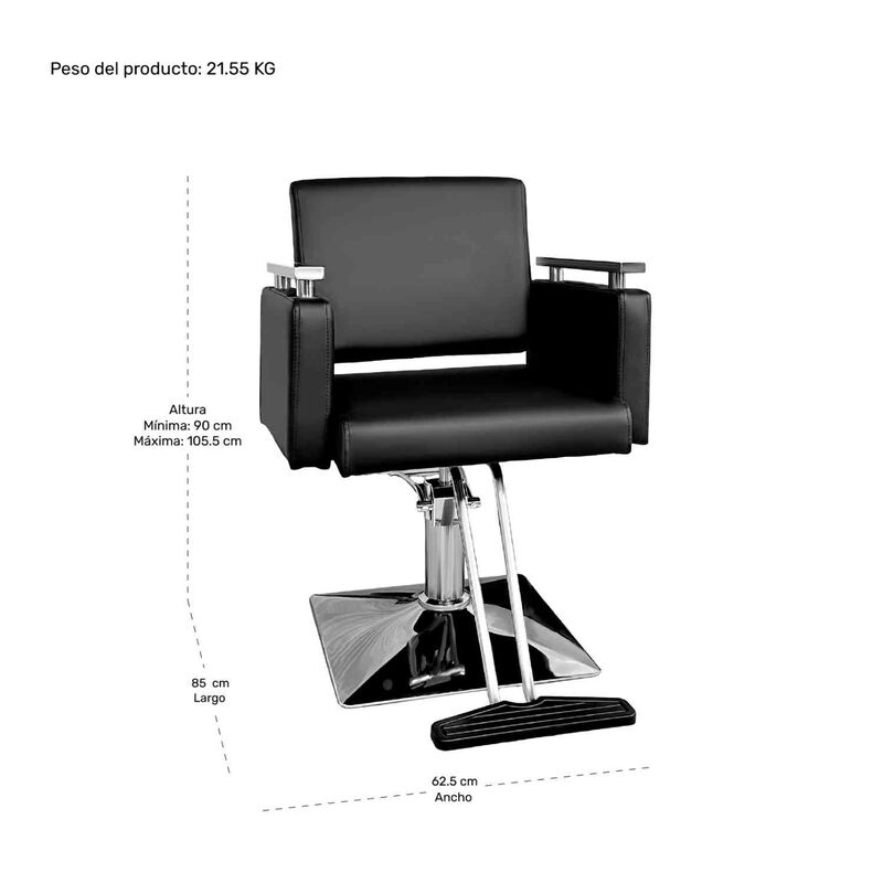 Sill&oacute;n Silla Barberia Est&eacute;tica Cuadrada 360&deg; Mo... image number null