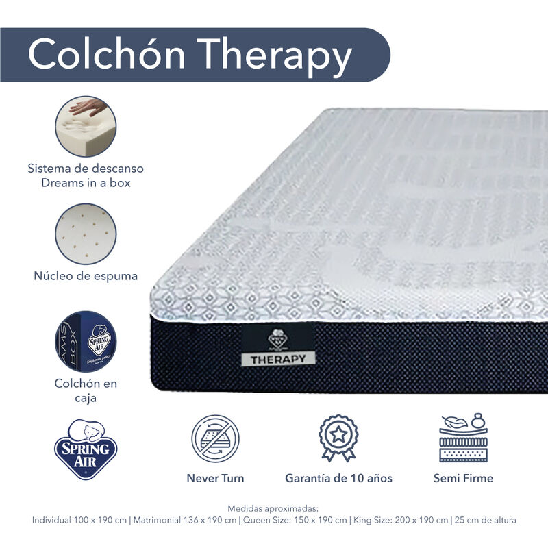 Colch&oacute;n Matrimonial Therapy + Almohada Royal + ... image number null