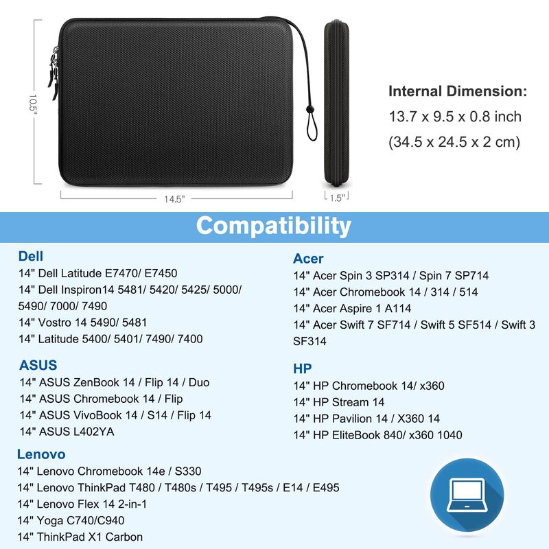 Funda R&iacute;gida Para Port&aacute;til Finpac De 14 Pulgada... image number null