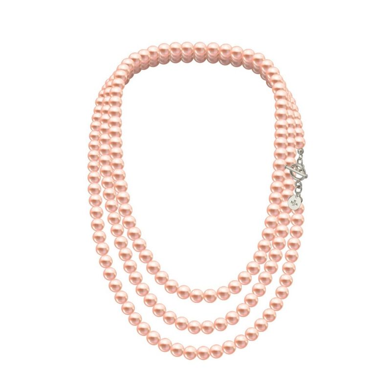 Collar y aretes Perlas de cristal triple con pl... image number null