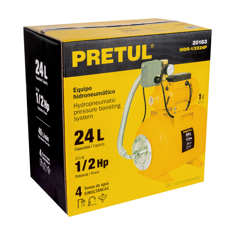 Bomba Hidroneum&aacute;tica 1/2 Hp 24 Litros Pretul image number null