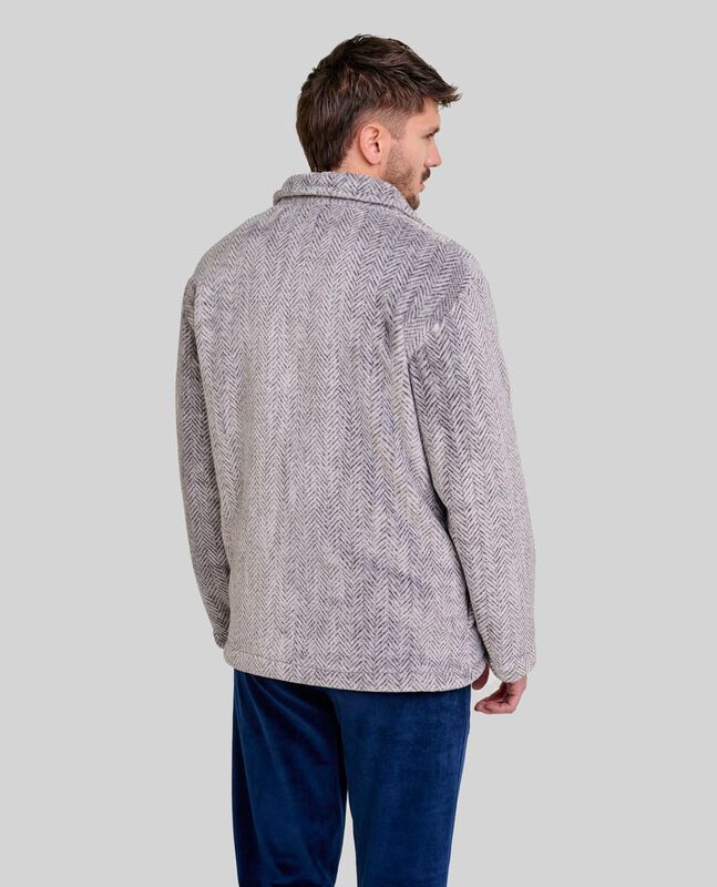 Bata Cremallera de Hombre en Tejido de Espiga G... image number null