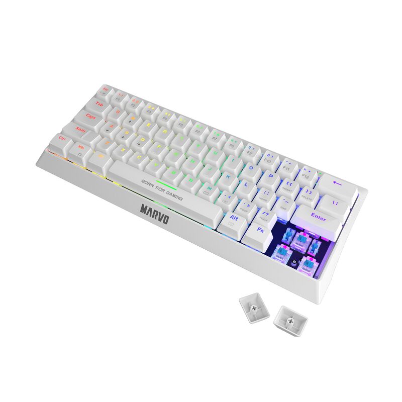 Teclado Gamer Marvo Kg962 Blanco 60% Mecánico image number null