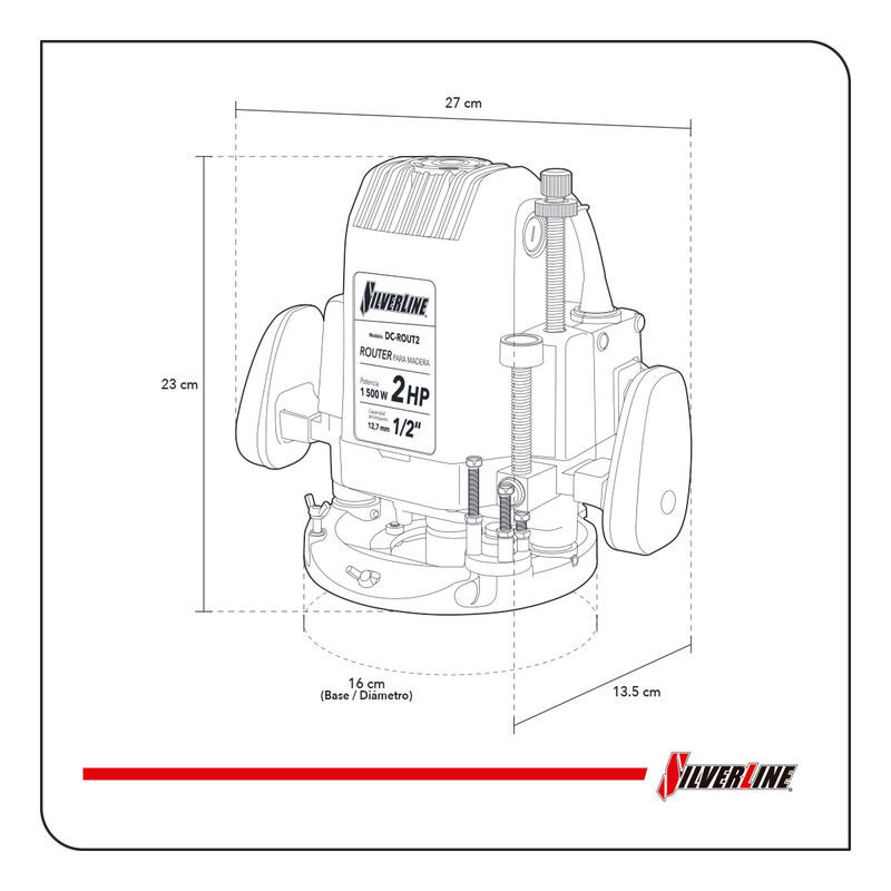 Router Silverline Motor 2HP 110V 1,500 W Color ... image number null