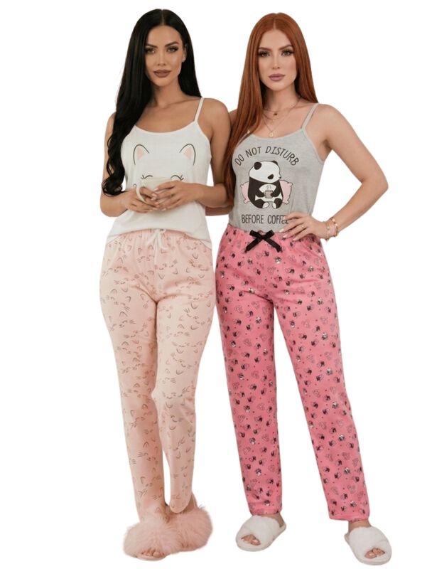 Pack De 2 Conjuntos De Pijamas Mujer Blusa Y Pa... image number null