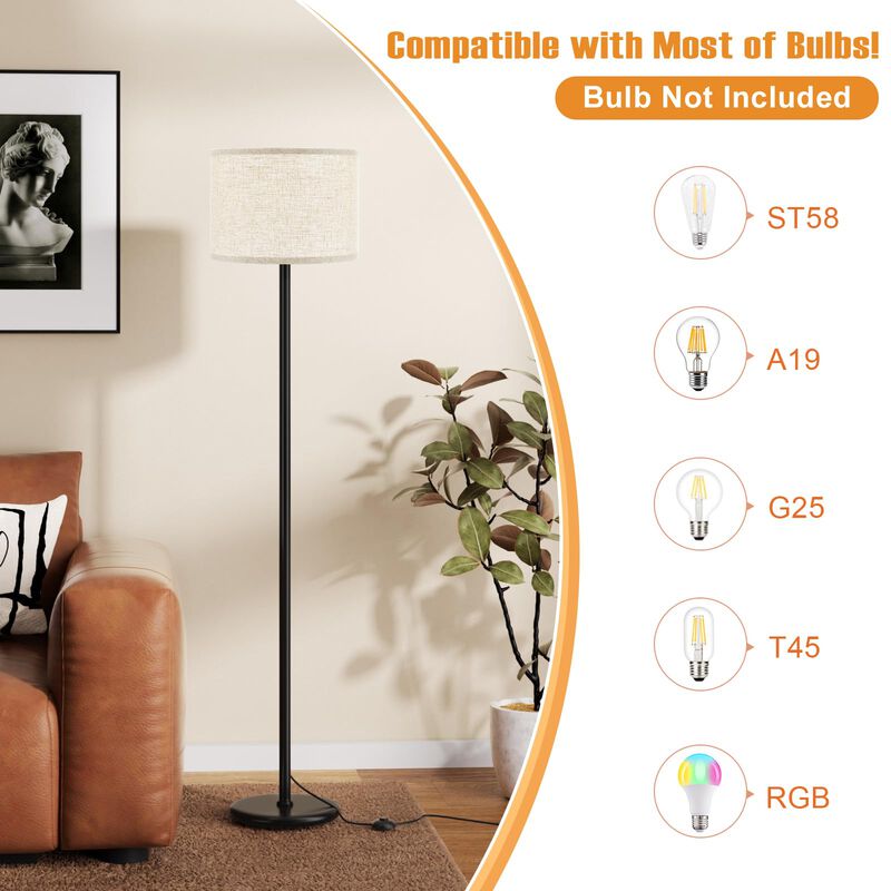 L&aacute;mpara De Piso Ambimall 152 Cm Pantalla Beige ... image number null