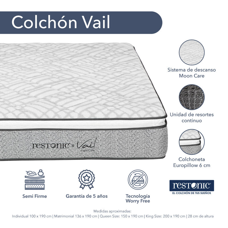 Colch&oacute;n Queen Size Vail + Protector Ultra + 1 J... image number null
