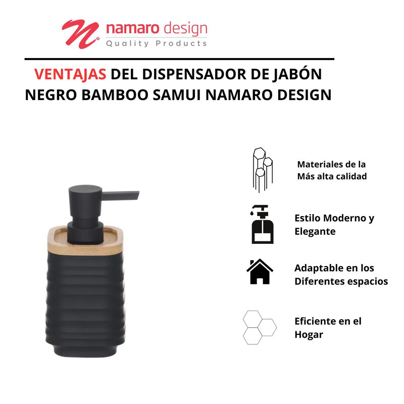 Dispensador de Jab&oacute;n Negro Bamboo Samui  Namaro... image number null