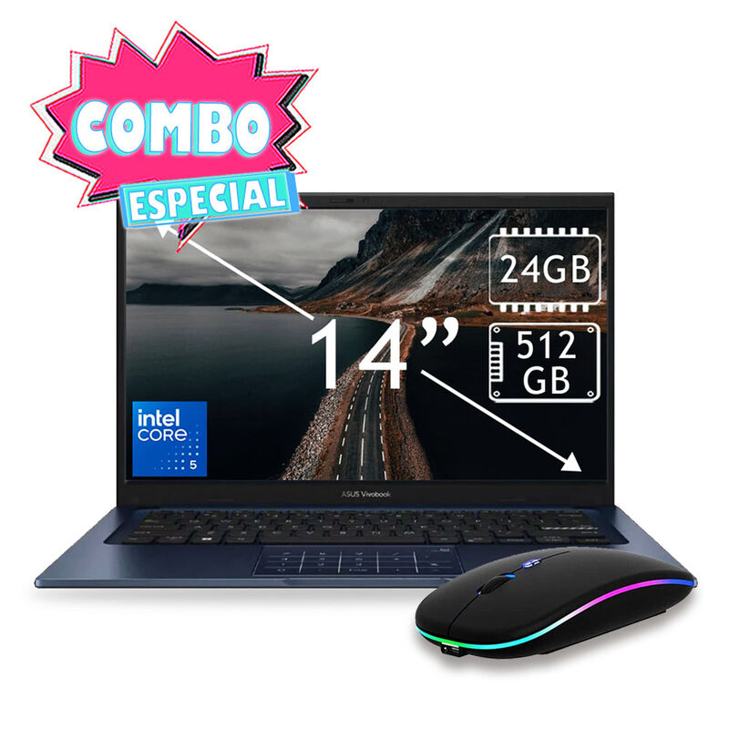 Combo Laptop Asus Vivobook 14" Core I5 512gb 24... image number null