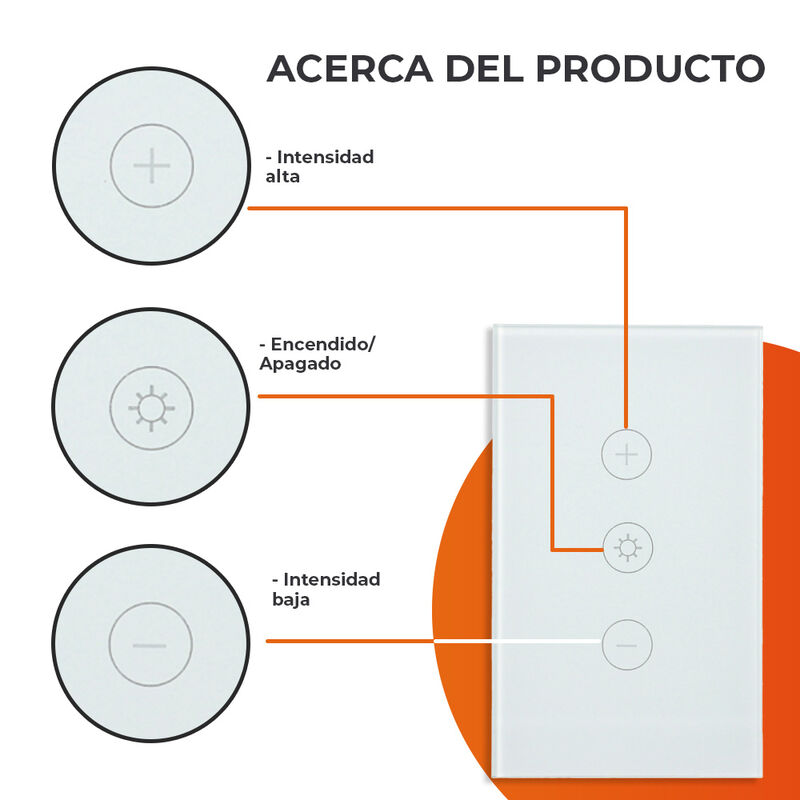 Atenuador Inteligente WiFi 3 Botones Táctiles, ... image number null