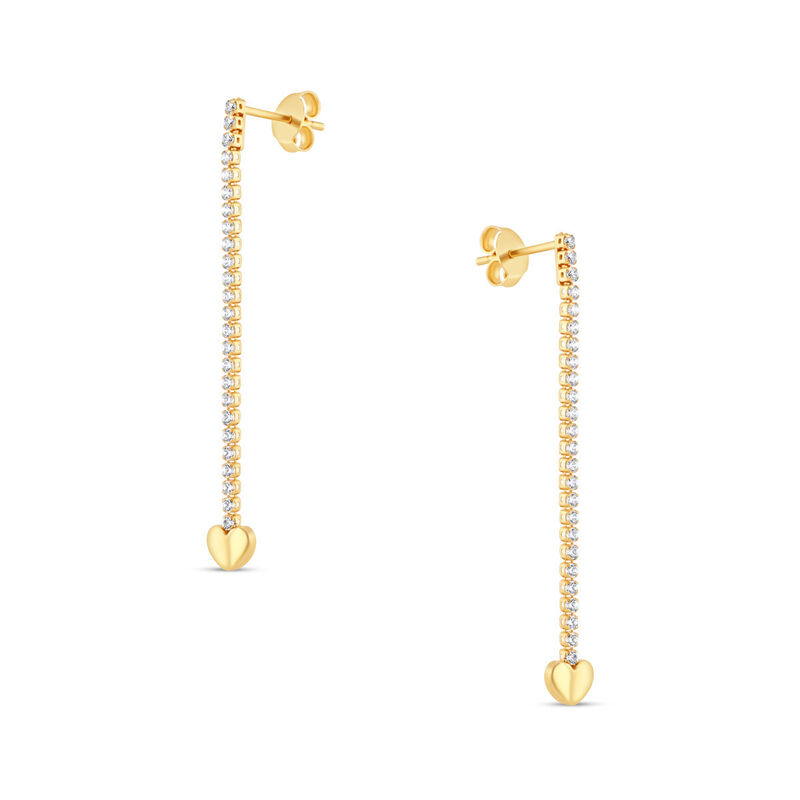 Aretes Corazon De Oro Amarillo 14k Con Zirconia... image number null