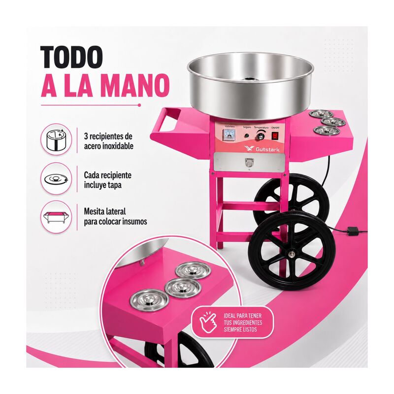M&aacute;quina para Algod&oacute;n de Az&uacute;car Comercial Ruedas... image number null