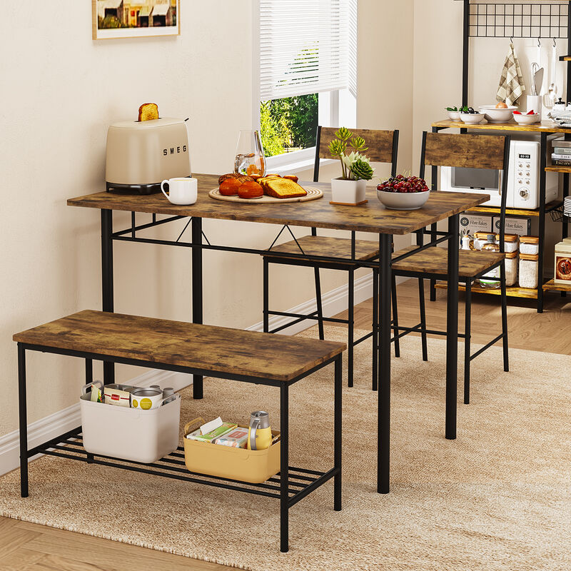 Juego De Comedor 4 Piezas Mesa Y Banco Estilo I... image number null