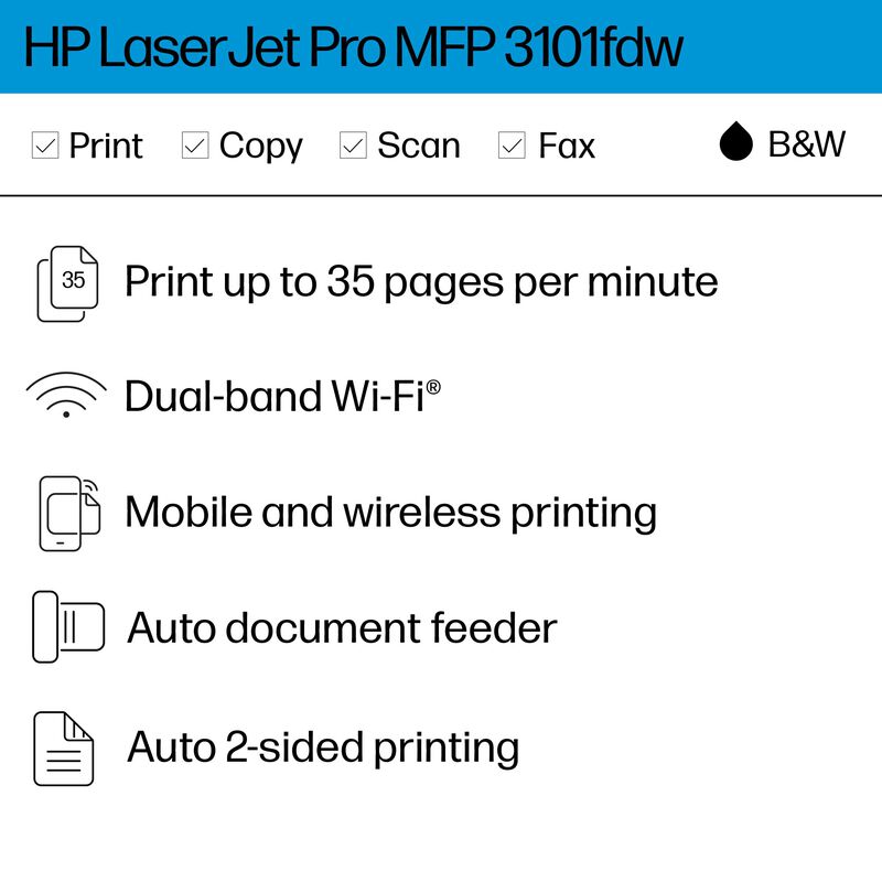Impresora Hp Laserjet Pro Mfp 3101fdw Inal&aacute;mbri... image number null