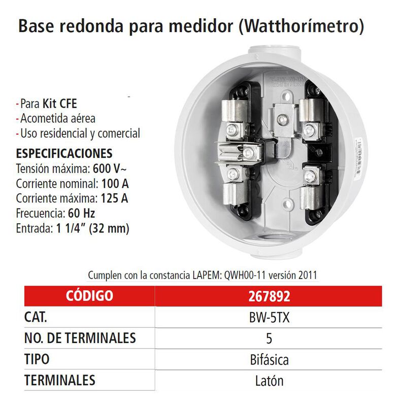 Base para medidor 5 policarbonato espec IUSA image number null
