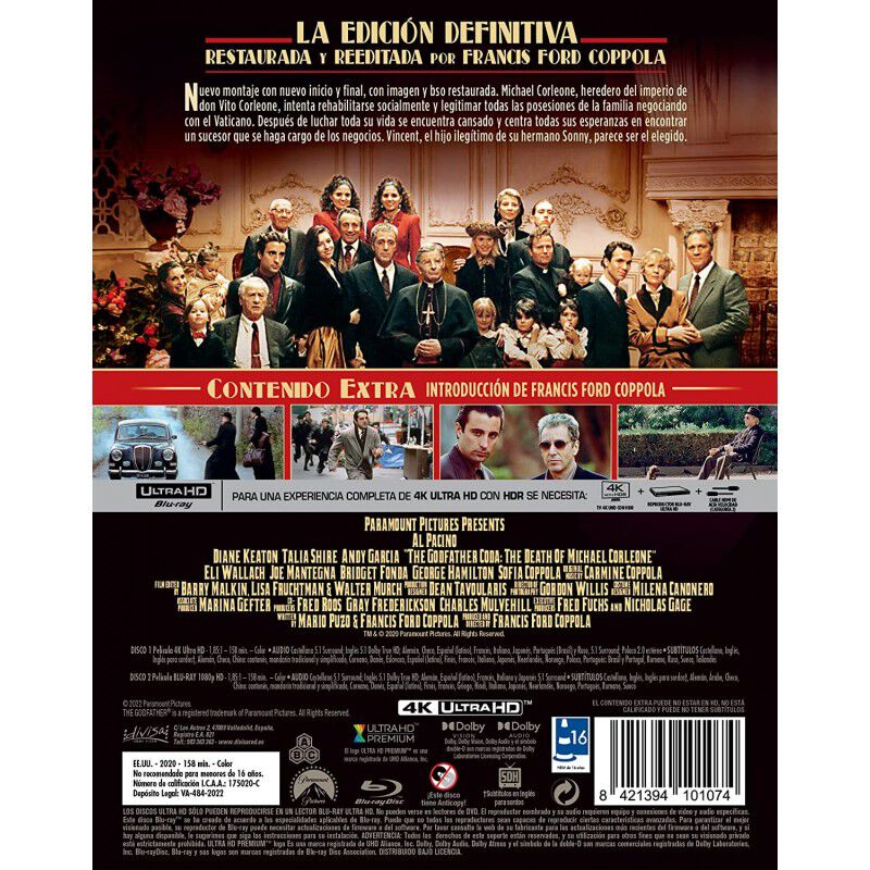 El Padrino. Parte III (Steelbook) [4K UHD, Blu-... image number null