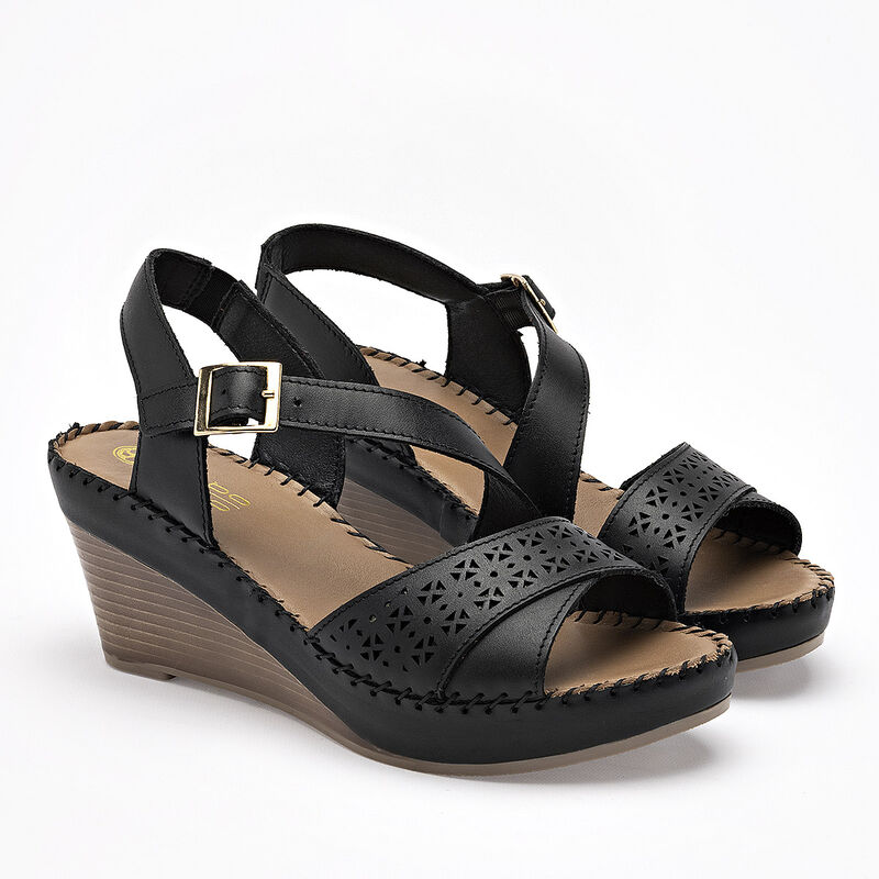 Lobo Solo sandalia cu&ntilde;a para mujer negro cod 14... image number null